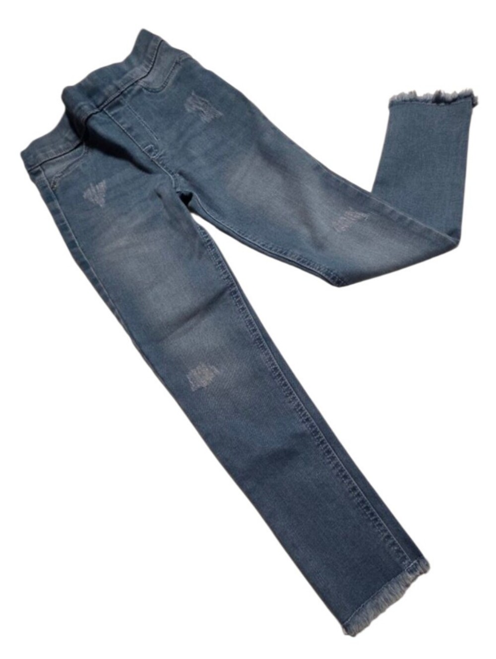 7/8 Girls' Slim Frayed Hem Jeans - Light Blue